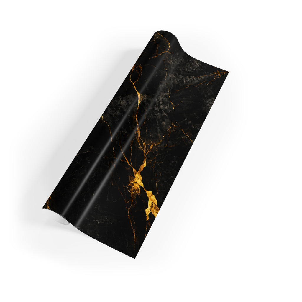 Black Marble Gift Wrap Roll with Gold Veins  Luxury Wrapping Paper
