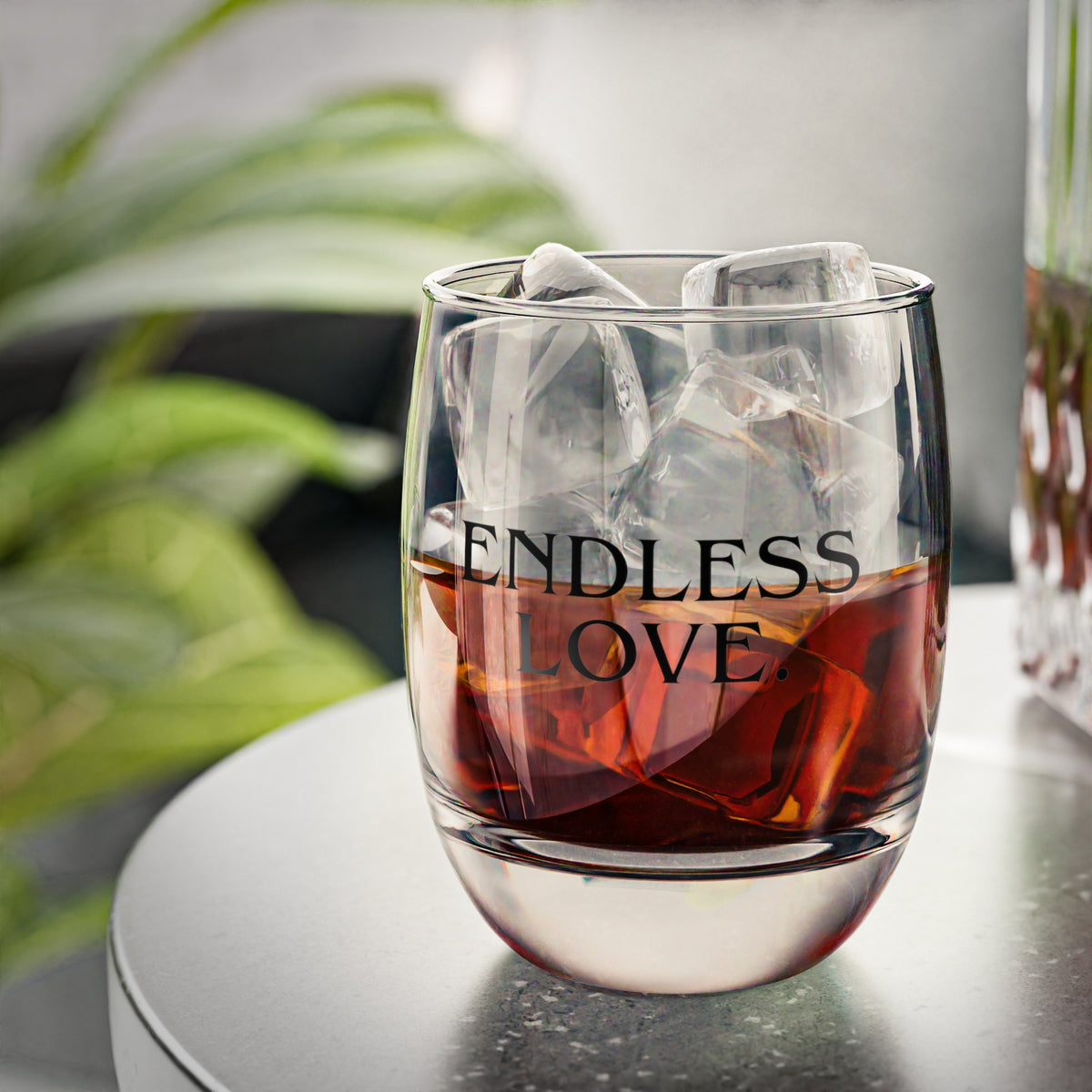 Endless Love Whiskey Glass Engraved Romantic Rocks Glass, Couples Anniversary & Valentine’s Gift