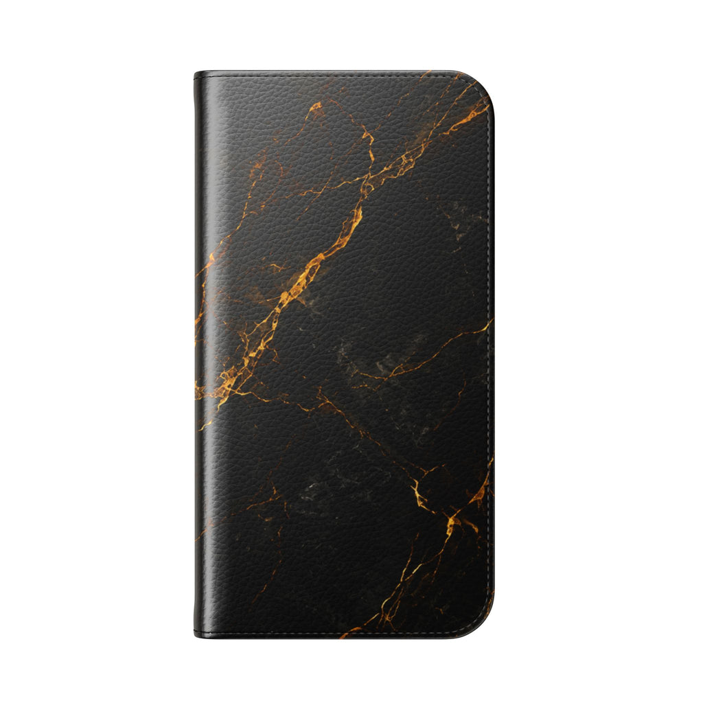 Black & Gold Marble Flip Case Luxury Wallet Phone Cover