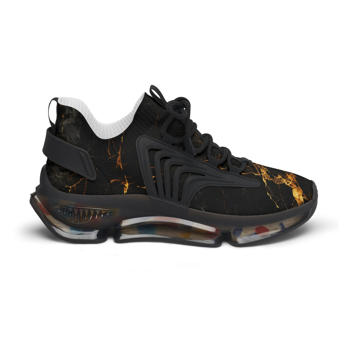 Women's Black Marble Mesh Sneakers Lightweight Fashion Athletic Shoes