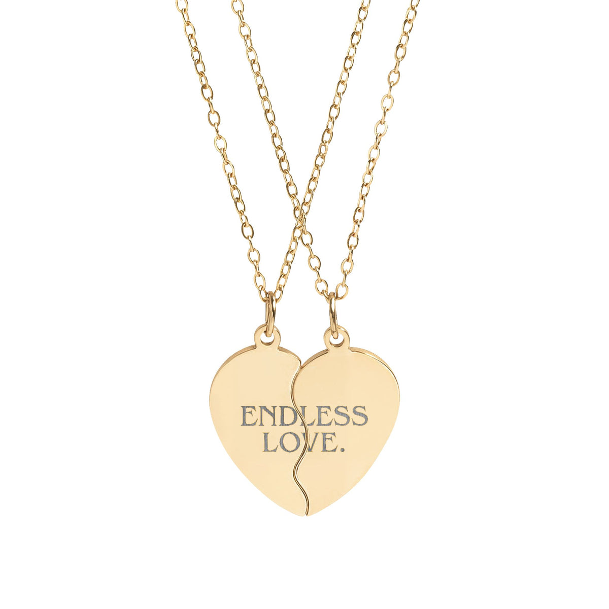 Break Apart Heart Necklace Set  Engraved "Endless Love" Split Pendant