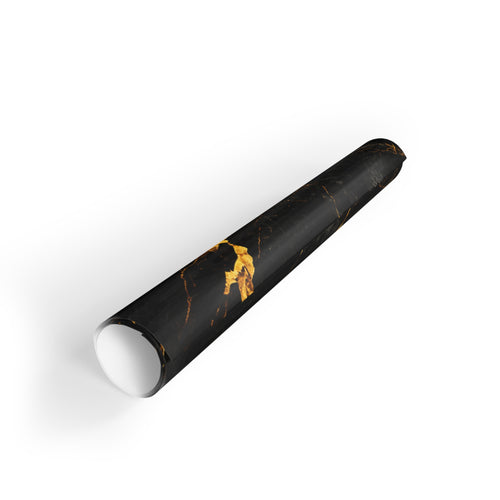 Black Marble Gift Wrap Roll with Gold Veins  Luxury Wrapping Paper