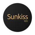 Sunkiss Skin Round Vinyl Sticker Gold Logo on Black (Cosmetic Brand Label)