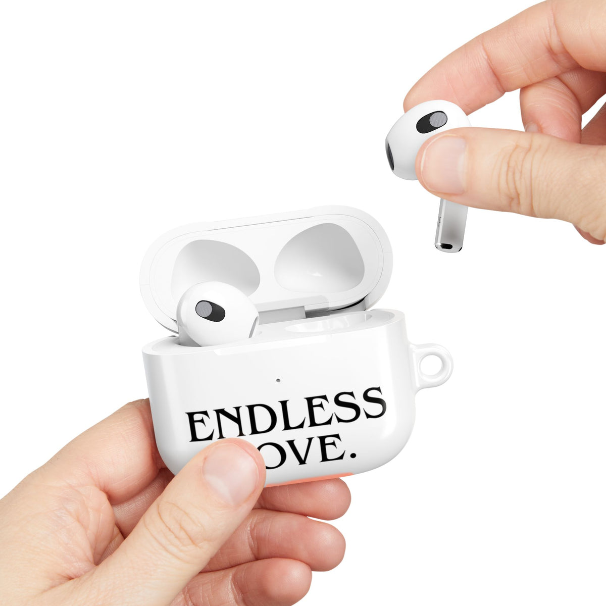 ENDLESS LOVE AirPod Case Minimal Romantic White Protective Case